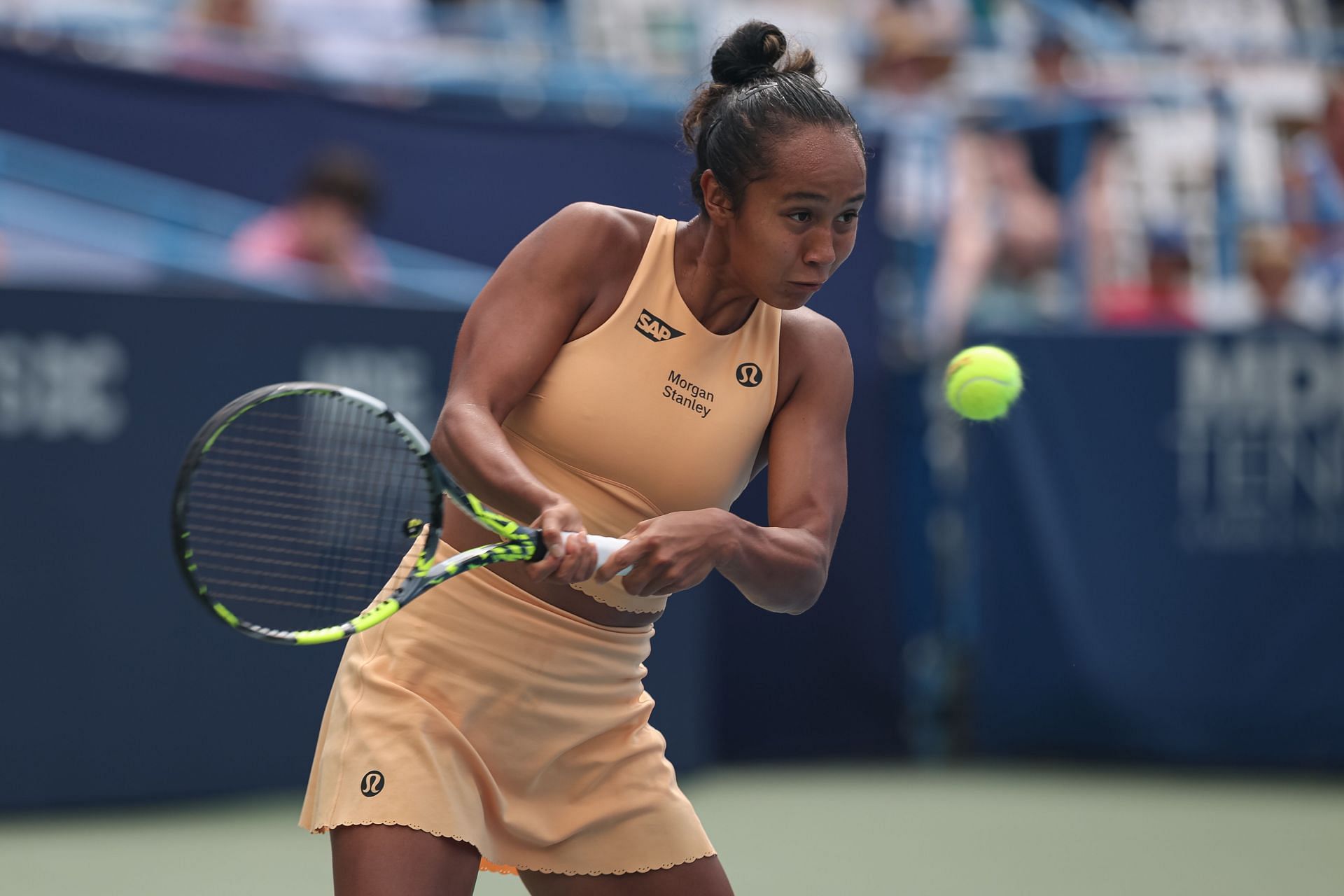 Leylah Fernandez in action at the 2025 Mubadala Citi DC Open (Source: Getty)